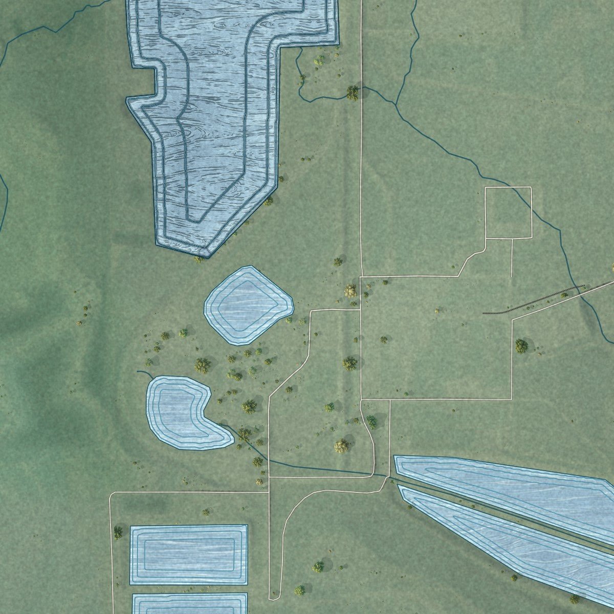 Second close-up of the map of Fort Towson, Oklahoma print showing more streets and buildings