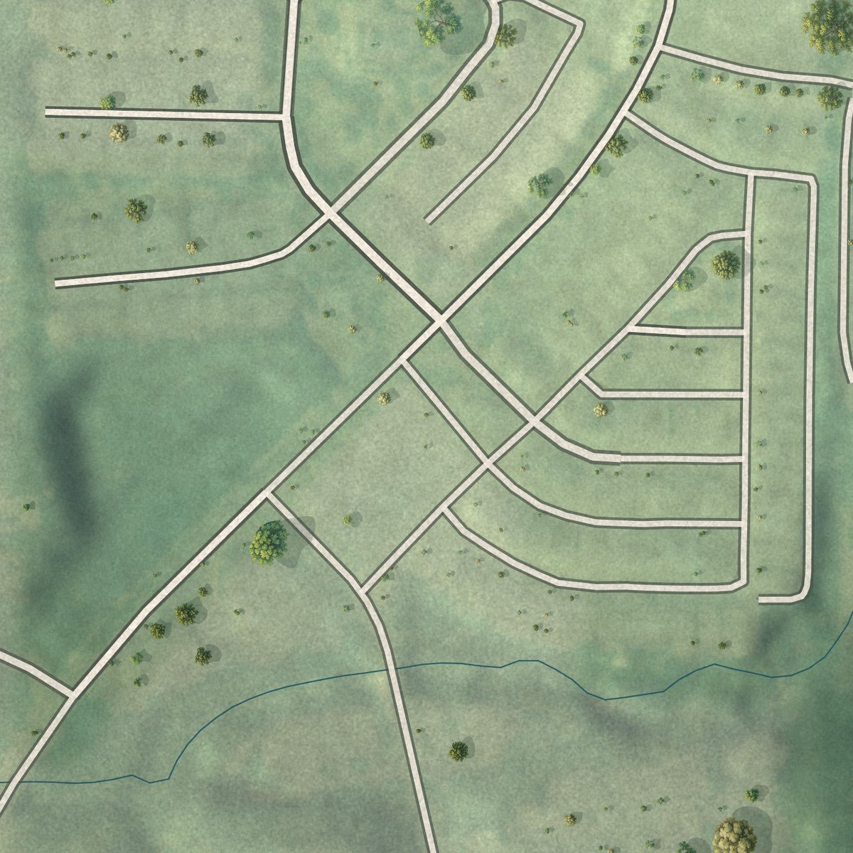 Second close-up of the map of Fort Valley (Atlanta), Georgia print showing more streets and buildings