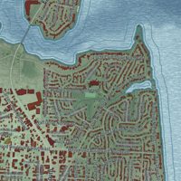 Second close-up of the map of Fort Walton Beach, Florida print showing more streets and buildings