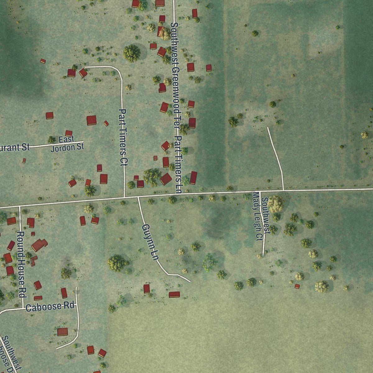 Second close-up of the map of Fort White, Florida print showing more streets and buildings