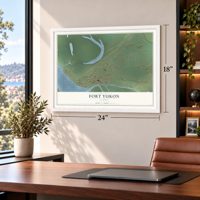 Fort Yukon, Alaska map, 18 x 24 inch print in a white frame in a home office
