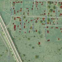 Second close-up of the map of Fouke, Arkansas print showing more streets and buildings