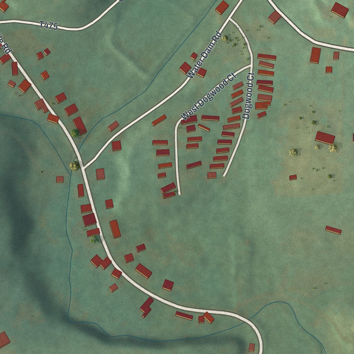 Second close-up of the map of Foundryville, Pennsylvania print showing more streets and buildings