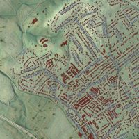 Second close-up of the map of Fountain City, Tennessee print showing more streets and buildings
