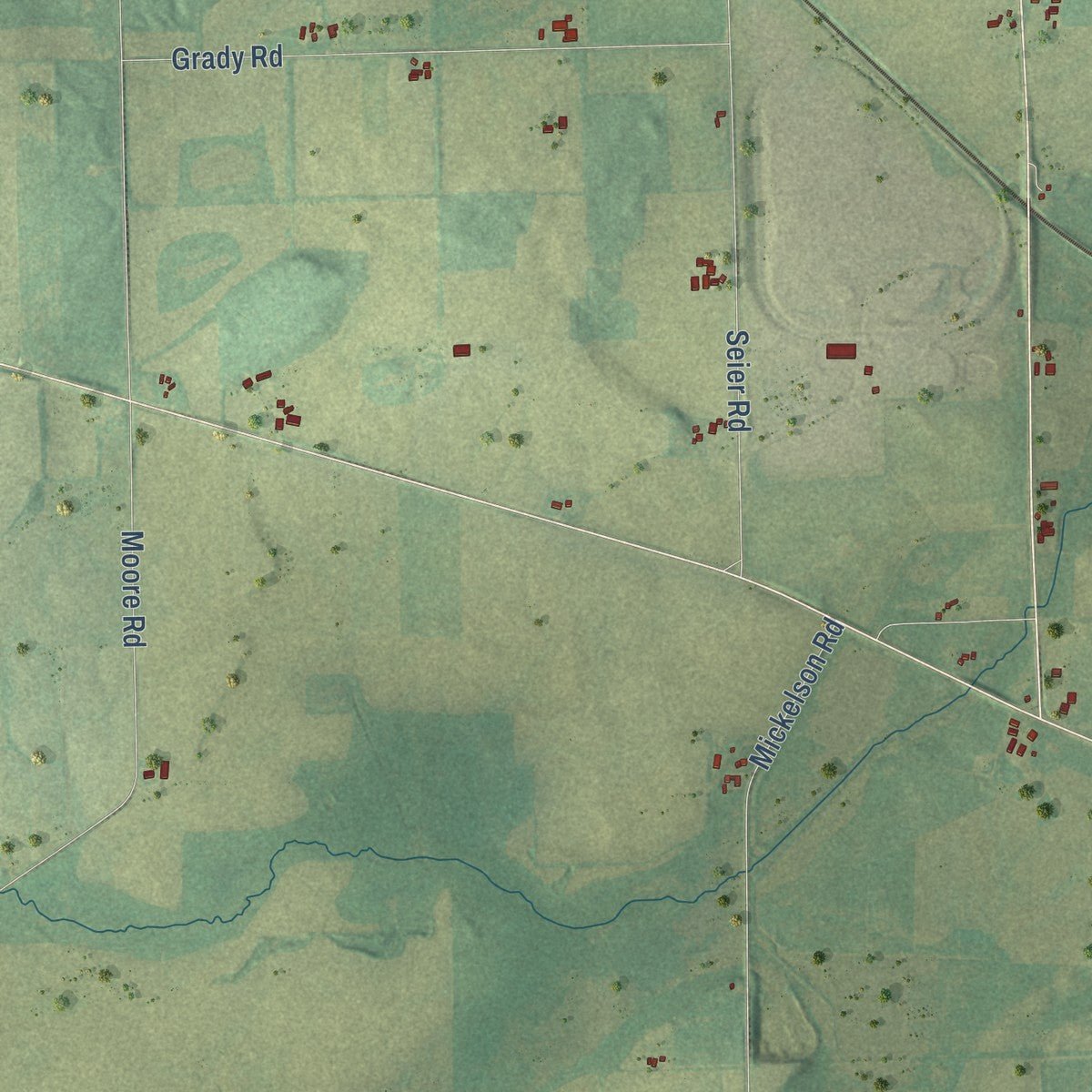 Second close-up of the map of Fountain Prairie, Wisconsin print showing more streets and buildings