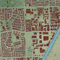 Second close-up of the map of Fountain Valley, California print showing more streets and buildings
