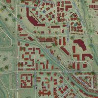 Second close-up of the map of Four Square Mile, Colorado print showing more streets and buildings