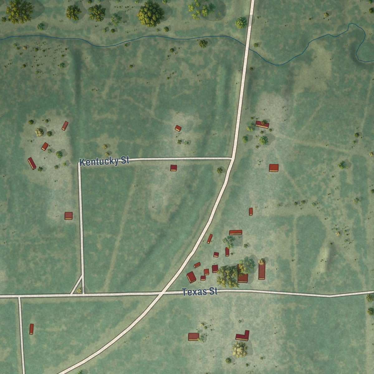 Second close-up of the map of Fowlerton, Texas print showing more streets and buildings
