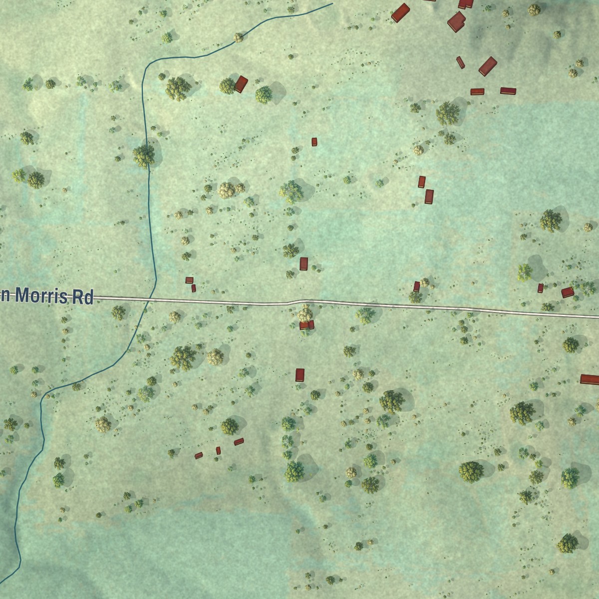 Second close-up of the map of Fox, Arkansas print showing more streets and buildings