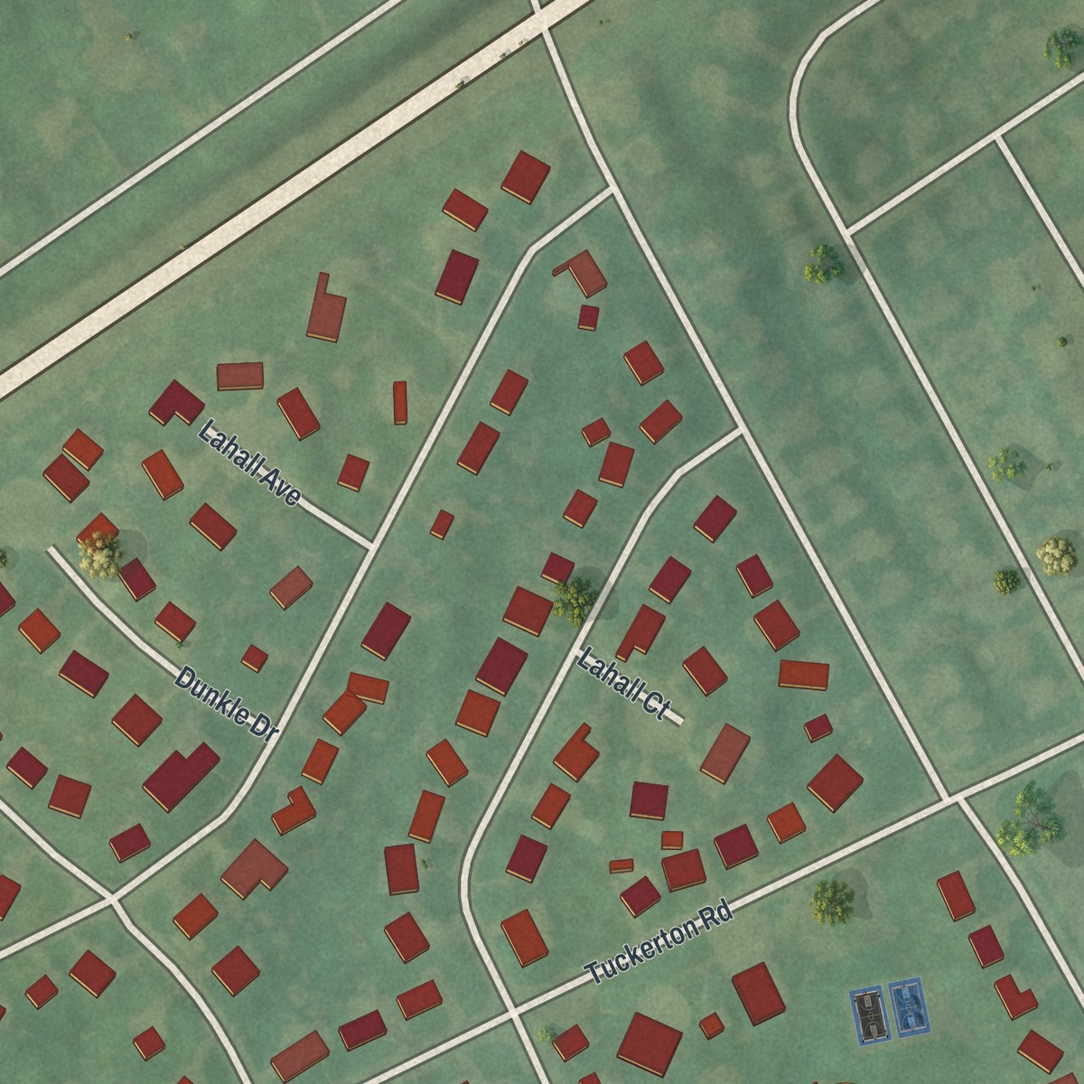 Second close-up of the map of Fox Chase, Pennsylvania print showing more streets and buildings