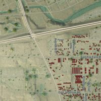 Second close-up of the map of Fox Farm-College, Wyoming print showing more streets and buildings