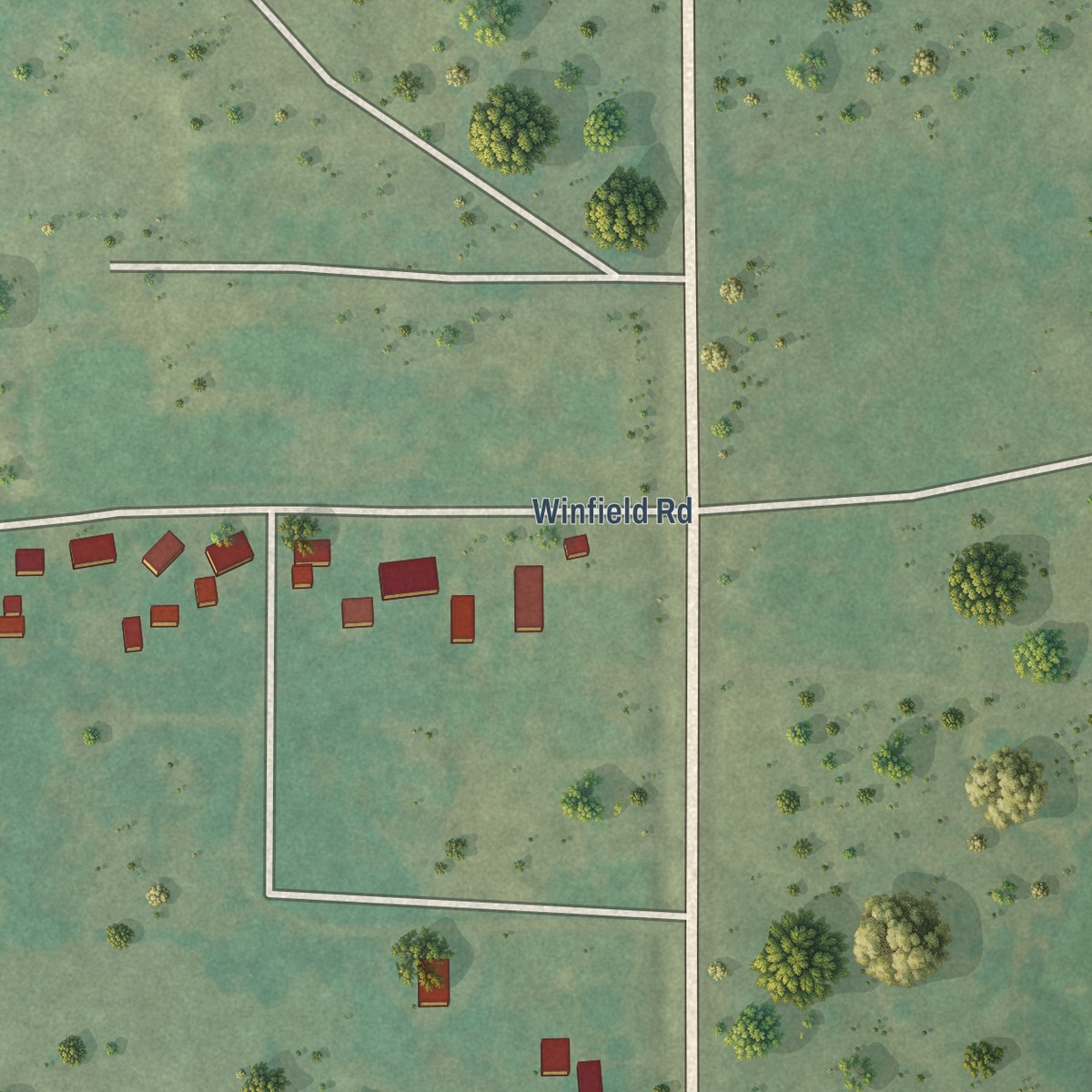 Second close-up of the map of Fox, Oklahoma print showing more streets and buildings