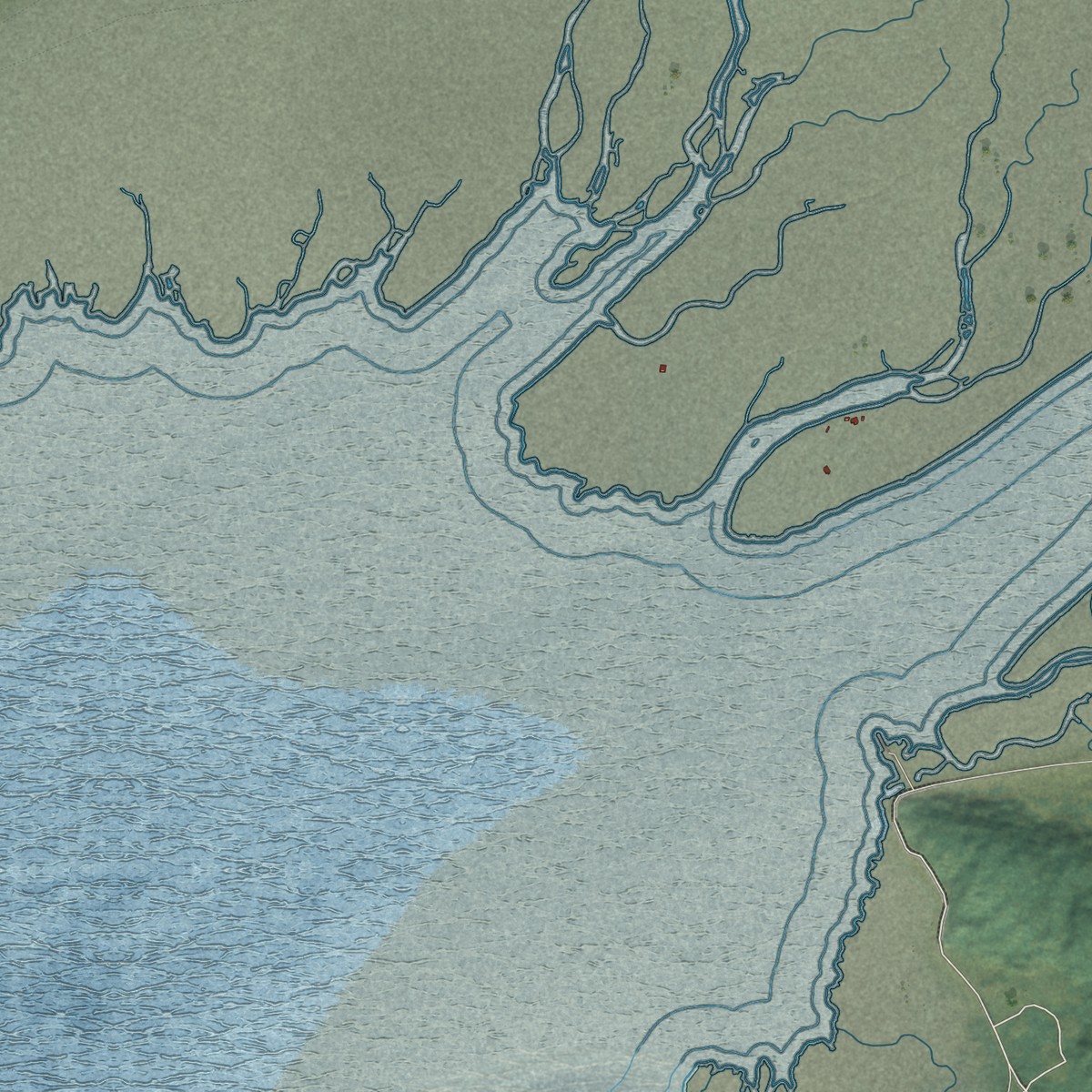 Second close-up of the map of Fox River, Alaska print showing more streets and buildings