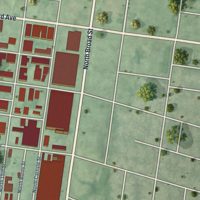 Second close-up of the map of Francisville, Pennsylvania print showing more streets and buildings