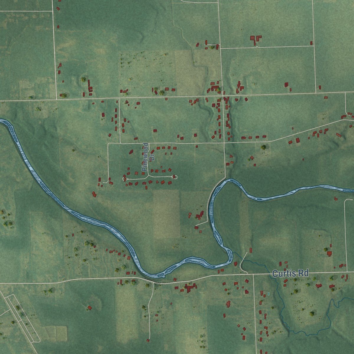 Second close-up of the map of Frankenmuth, Saginaw County, Michigan print showing more streets and buildings
