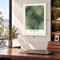 Frankford, Delaware map, 18 x 24 inch print in a white frame in a home office