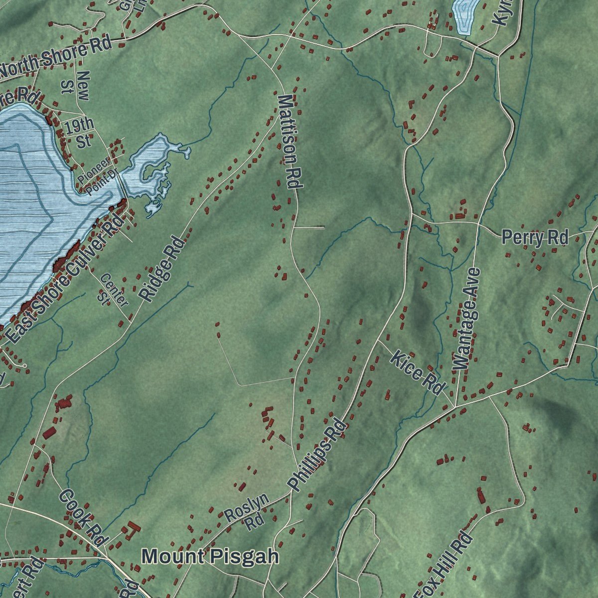 Second close-up of the map of Frankford, New Jersey print showing more streets and buildings