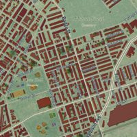 Second close-up of the map of Frankford, Pennsylvania print showing more streets and buildings