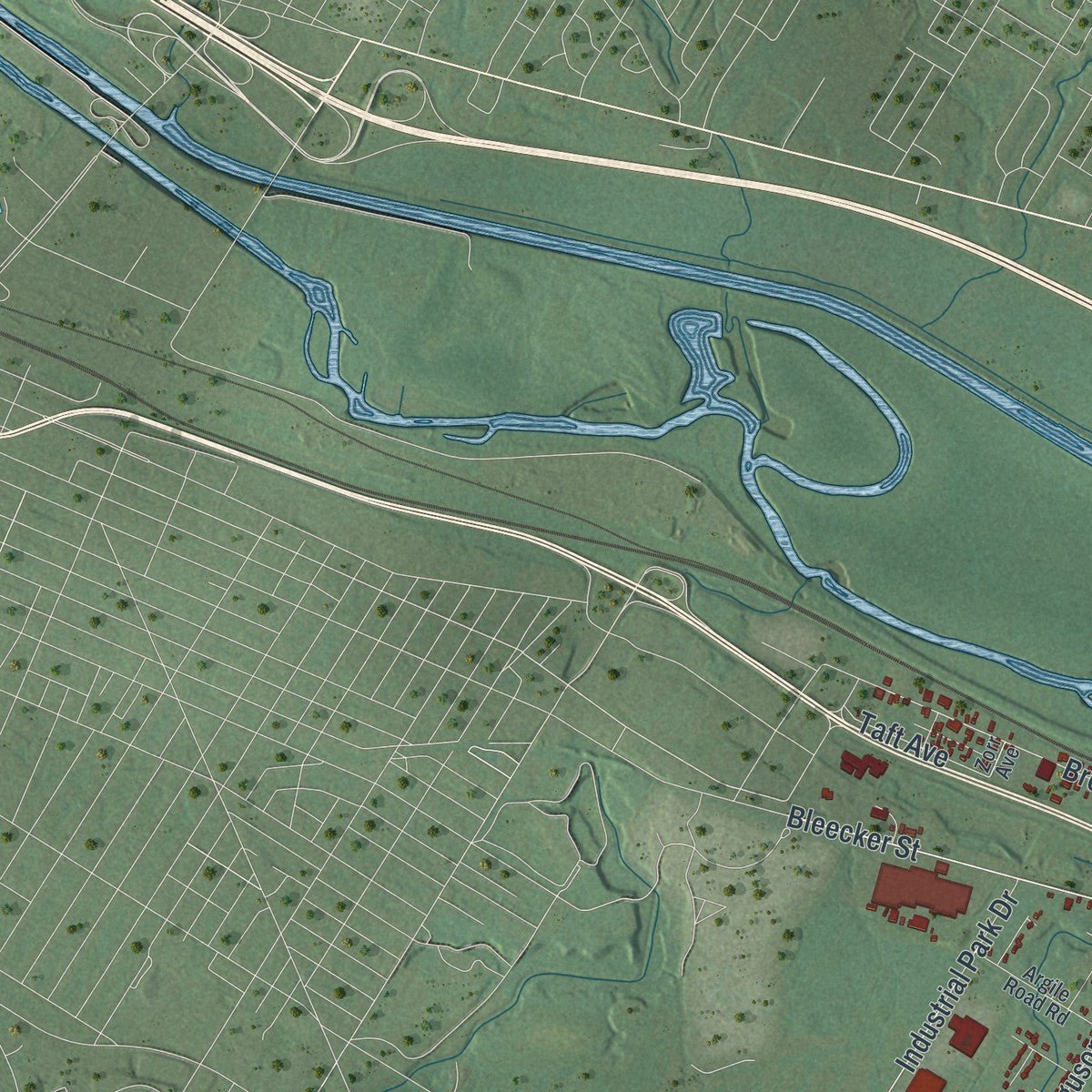 Second close-up of the map of Frankfort, New York print showing more streets and buildings
