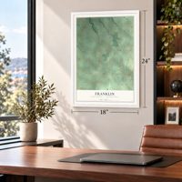 Franklin, Erie County, Pennsylvania map, 18 x 24 inch print in a white frame in a home office