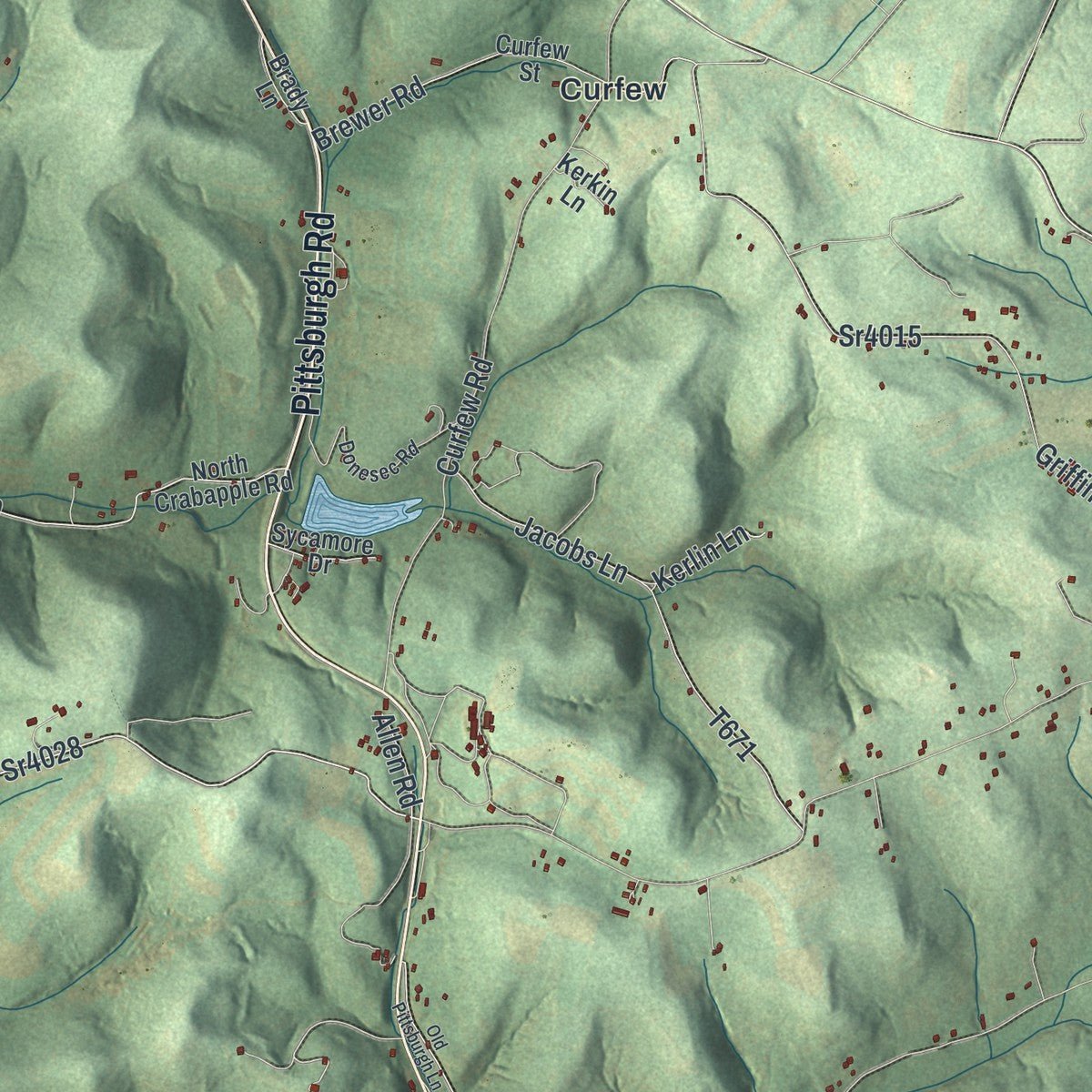 Second close-up of the map of Franklin, Fayette County, Pennsylvania print showing more streets and buildings