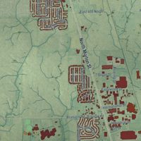 Second close-up of the map of Franklin, Indiana print showing more streets and buildings