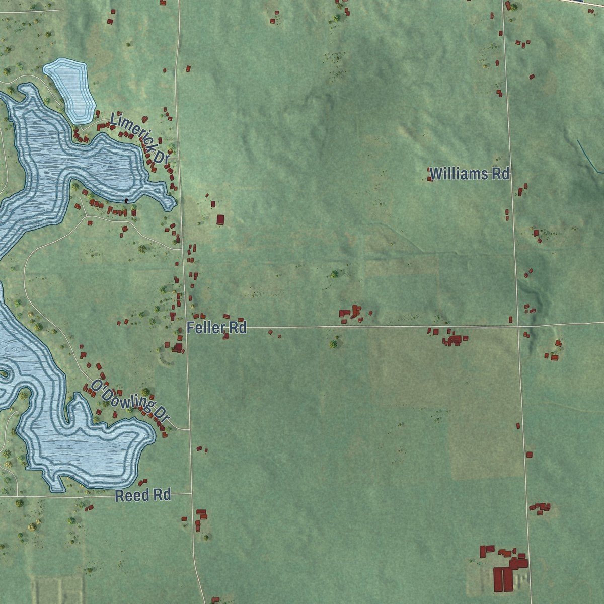 Second close-up of the map of Franklin, Lenawee County, Michigan print showing more streets and buildings
