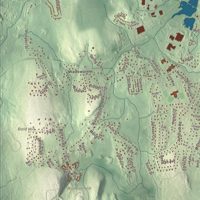 Close-up of the map of Franklin, Massachusetts print showing terrain and local geography
