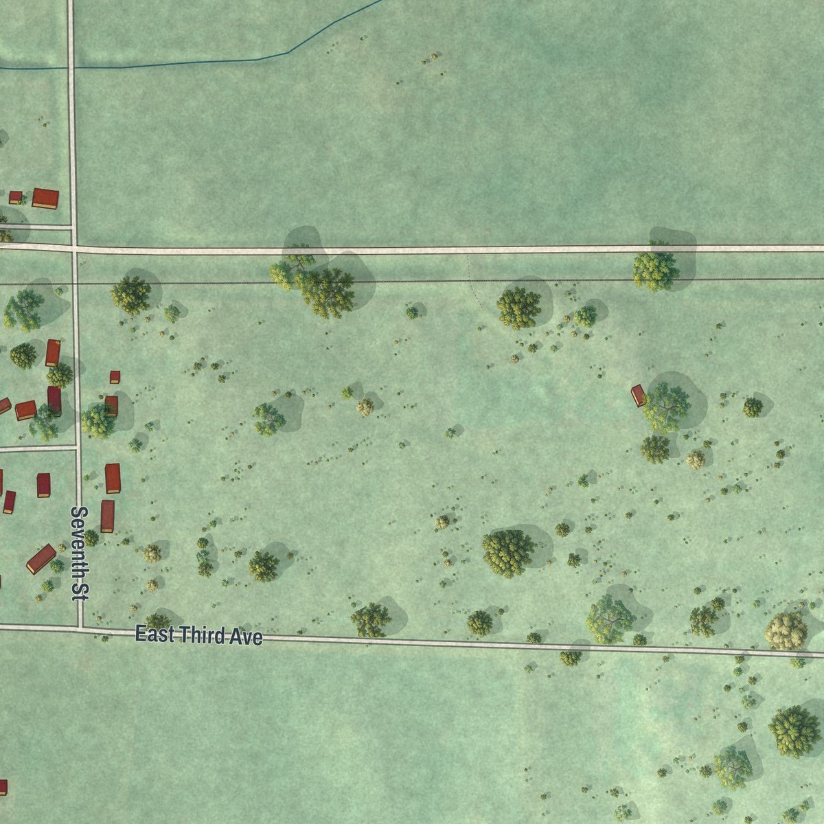 Second close-up of the map of Franklin, Minnesota print showing more streets and buildings