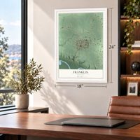 Franklin, Minnesota map, 18 x 24 inch print in a white frame in a home office