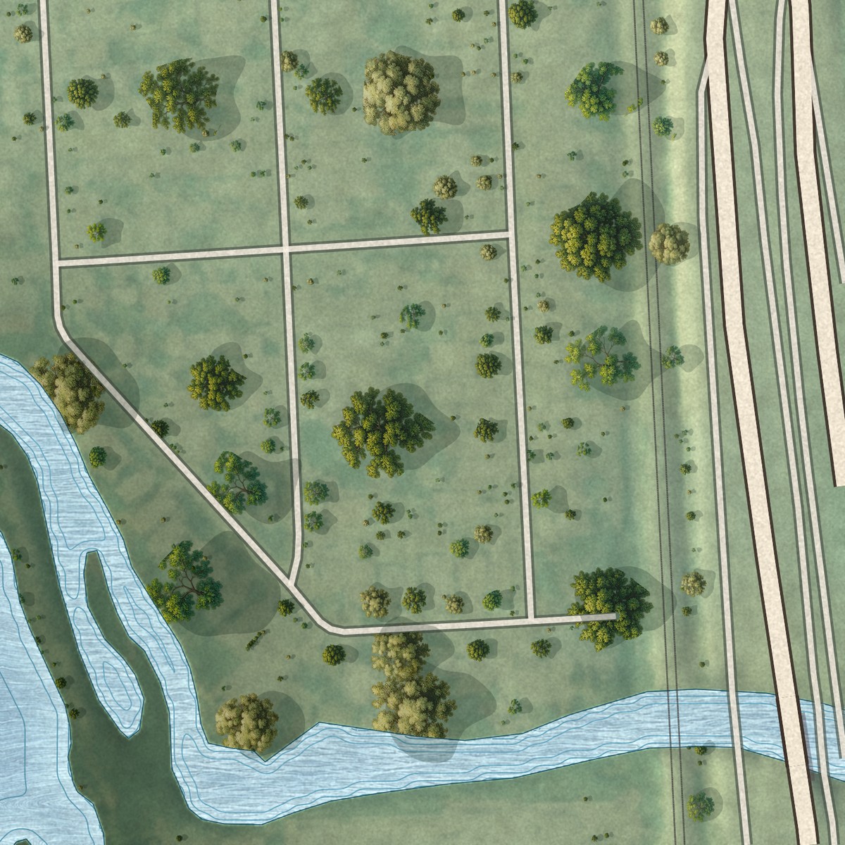 Second close-up of the map of Franklin Park, Florida print showing more streets and buildings