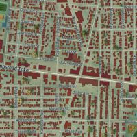 Second close-up of the map of Franklin Square, New York print showing more streets and buildings