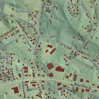 Second close-up of the map of Franklin, Surry County, North Carolina print showing more streets and buildings