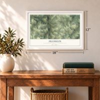 Franklin, Susquehanna County, Pennsylvania map, 12 x 18 inch print in a white frame in an entryway