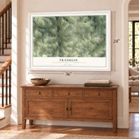 Franklin, Susquehanna County, Pennsylvania map, 24 x 36 inch print in a white frame above a dresser by a staircase