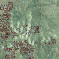 Second close-up of the map of Franklin, Tennessee print showing more streets and buildings