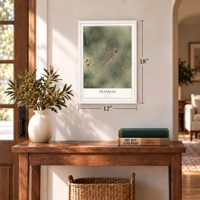 Franklin, Texas map, 12 x 18 inch print in a white frame in an entryway