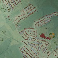 Second close-up of the map of Franklin, Virginia print showing more streets and buildings