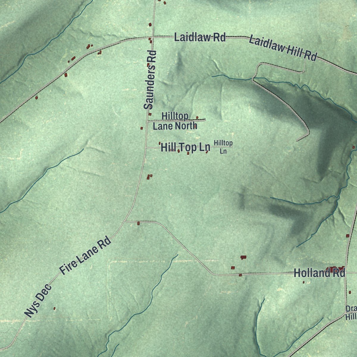 Second close-up of the map of Franklinville, New York print showing more streets and buildings