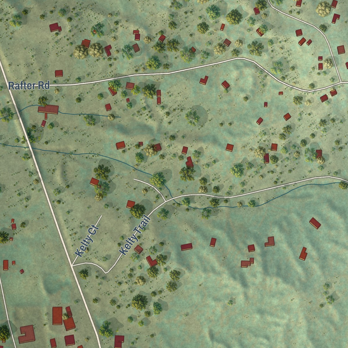Second close-up of the map of Franktown, Colorado print showing more streets and buildings