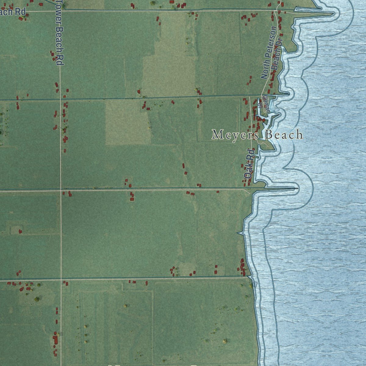 Second close-up of the map of Fraser, Bay County, Michigan print showing more streets and buildings