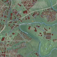 Second close-up of the map of Frederick, Maryland print showing more streets and buildings