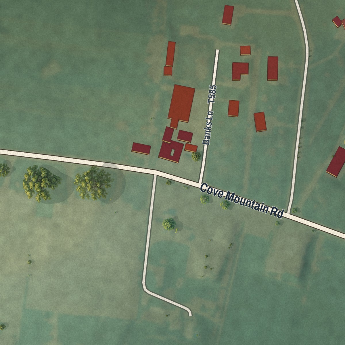 Second close-up of the map of Fredericksburg, Blair County, Pennsylvania print showing more streets and buildings