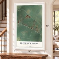 Fredericksburg, Blair County, Pennsylvania map, 24 x 36 inch print in a white frame by a staircase