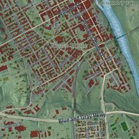 Second close-up of the map of Fredericksburg, Virginia print showing more streets and buildings