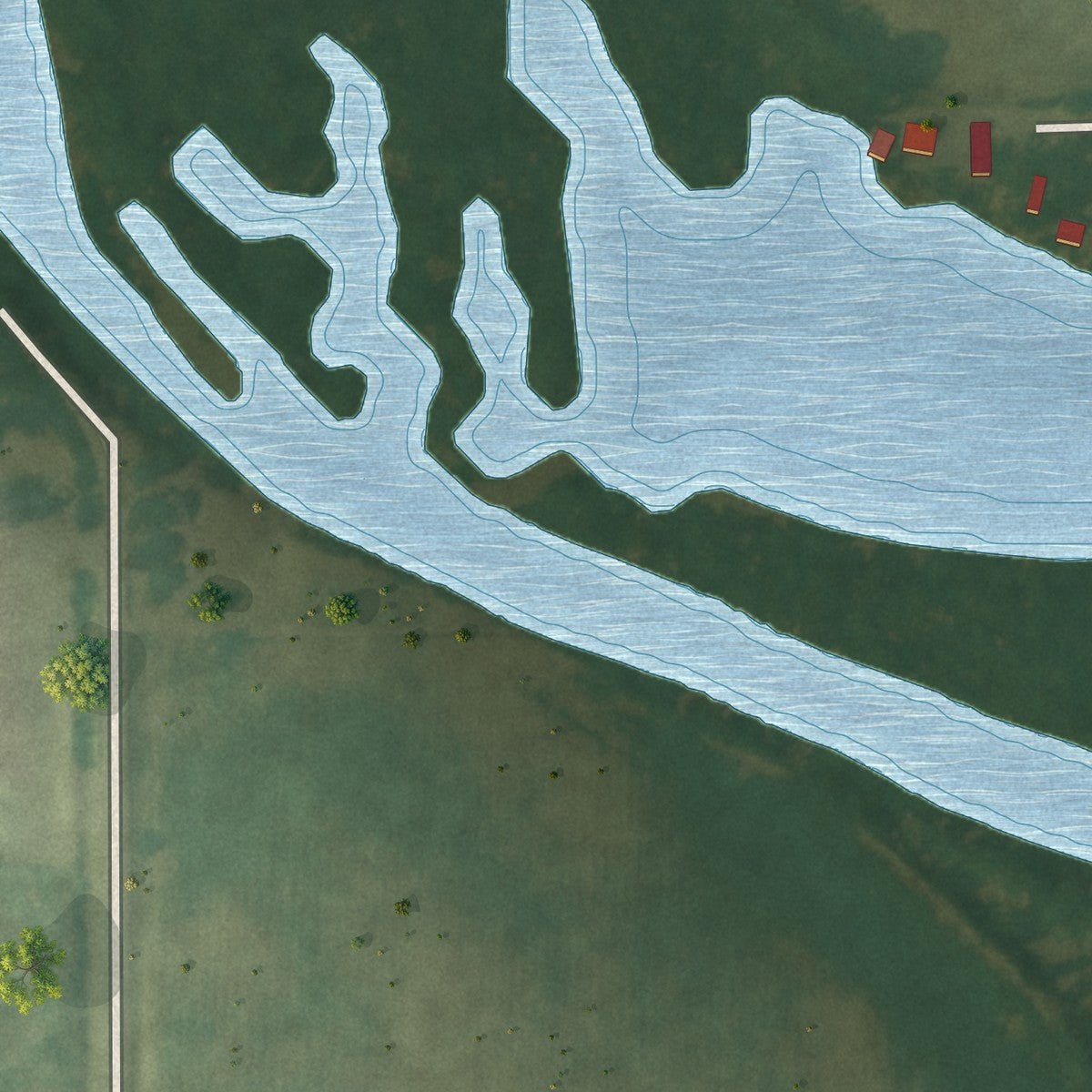 Second close-up of the map of Frederika, Iowa print showing more streets and buildings