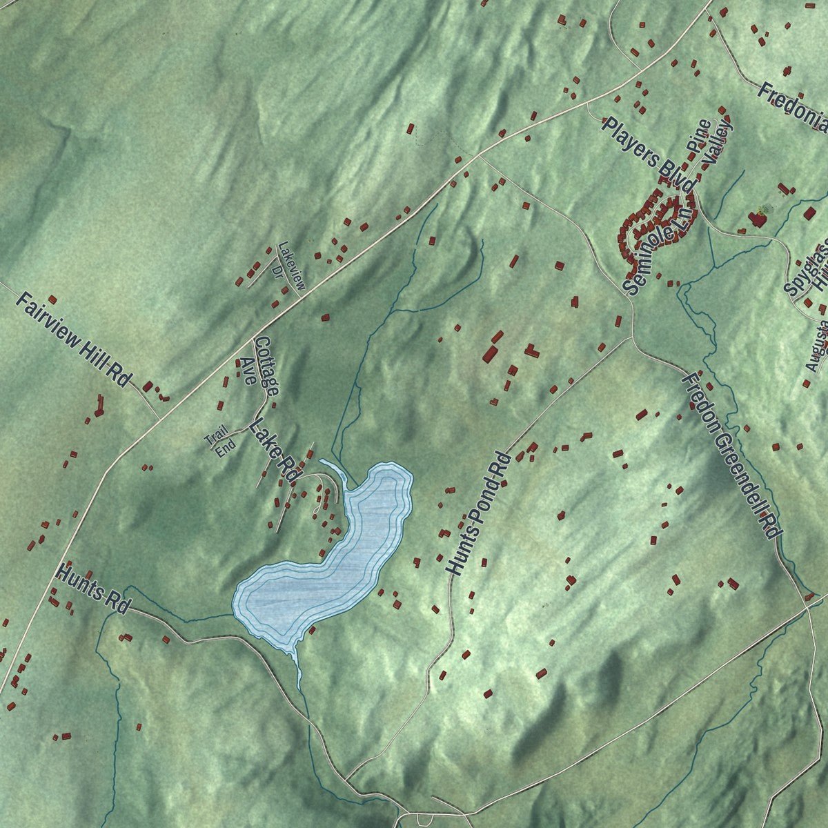Second close-up of the map of Fredon, New Jersey print showing more streets and buildings