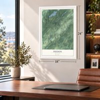Fredon, New Jersey map, 18 x 24 inch print in a white frame in a home office