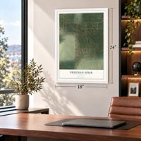 Freeman Spur, Illinois map, 18 x 24 inch print in a white frame in a home office