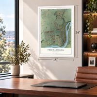 Freemansburg, Pennsylvania map, 18 x 24 inch print in a white frame in a home office